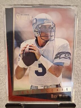 1993 Rookie Rick Mirer Seattle Seahawks Football Card - White & Navy
